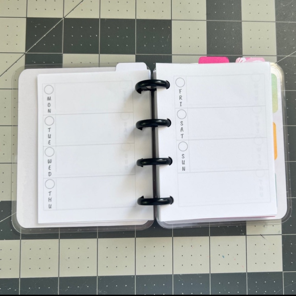 Micro Happy Planner Notes Inserts Lines weekly layout